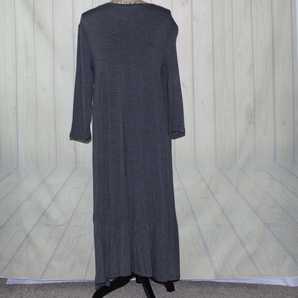 3/4 sleeves long maxi dress dark gray - Picture 6 of 11